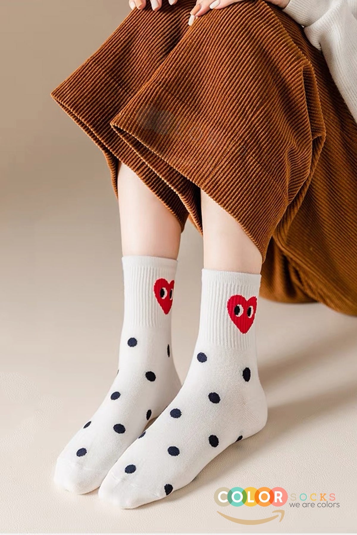 Color Socks 5 Çift Kalp Desenli Pamuklu Çorap Seti (Extra Soft) Beyaz Siyah