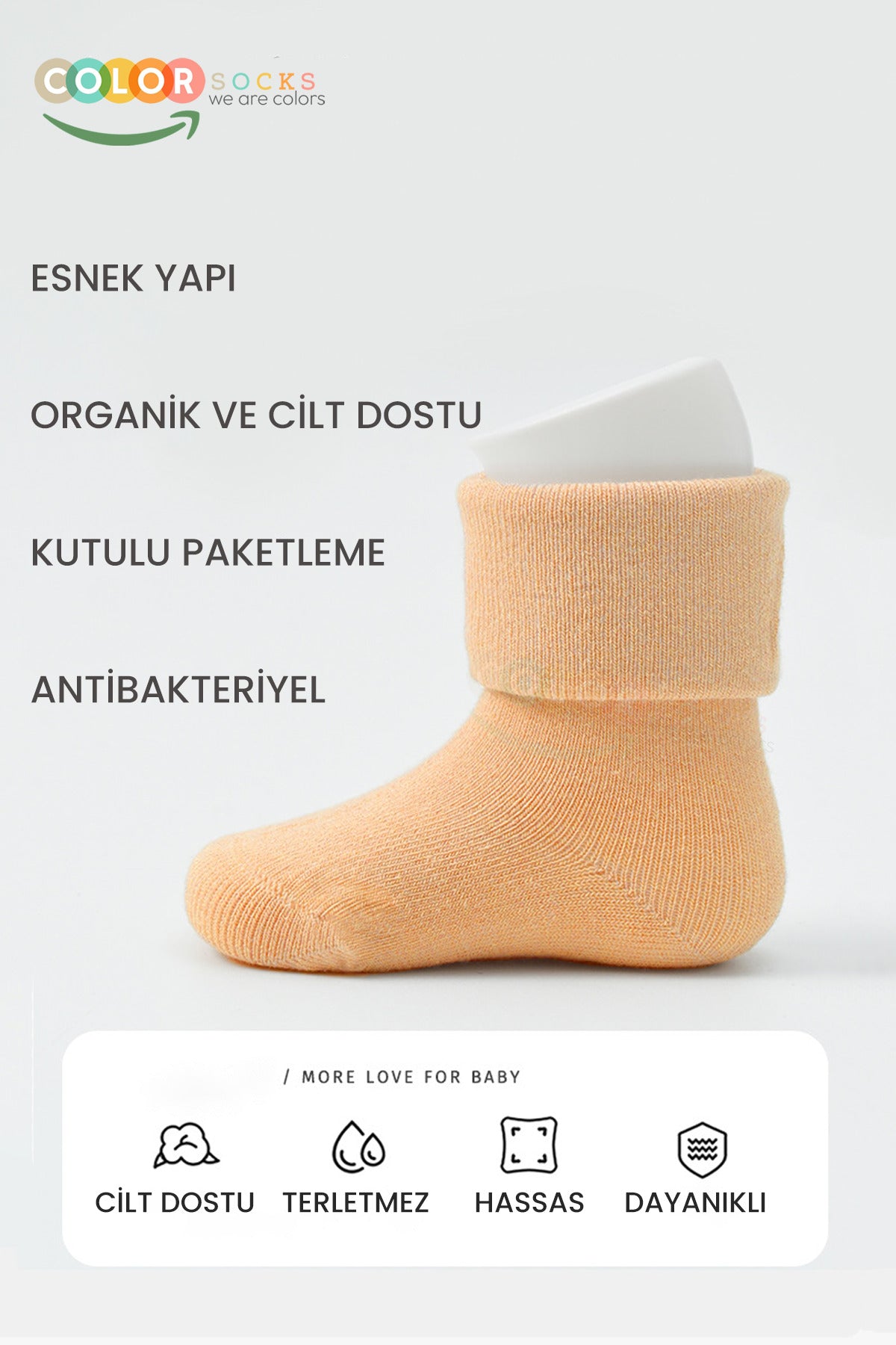 Color Socks 🍼 6 Çift Kutulu Organik Bebek Çorap Seti (Soft Touch) Çok Renkli
