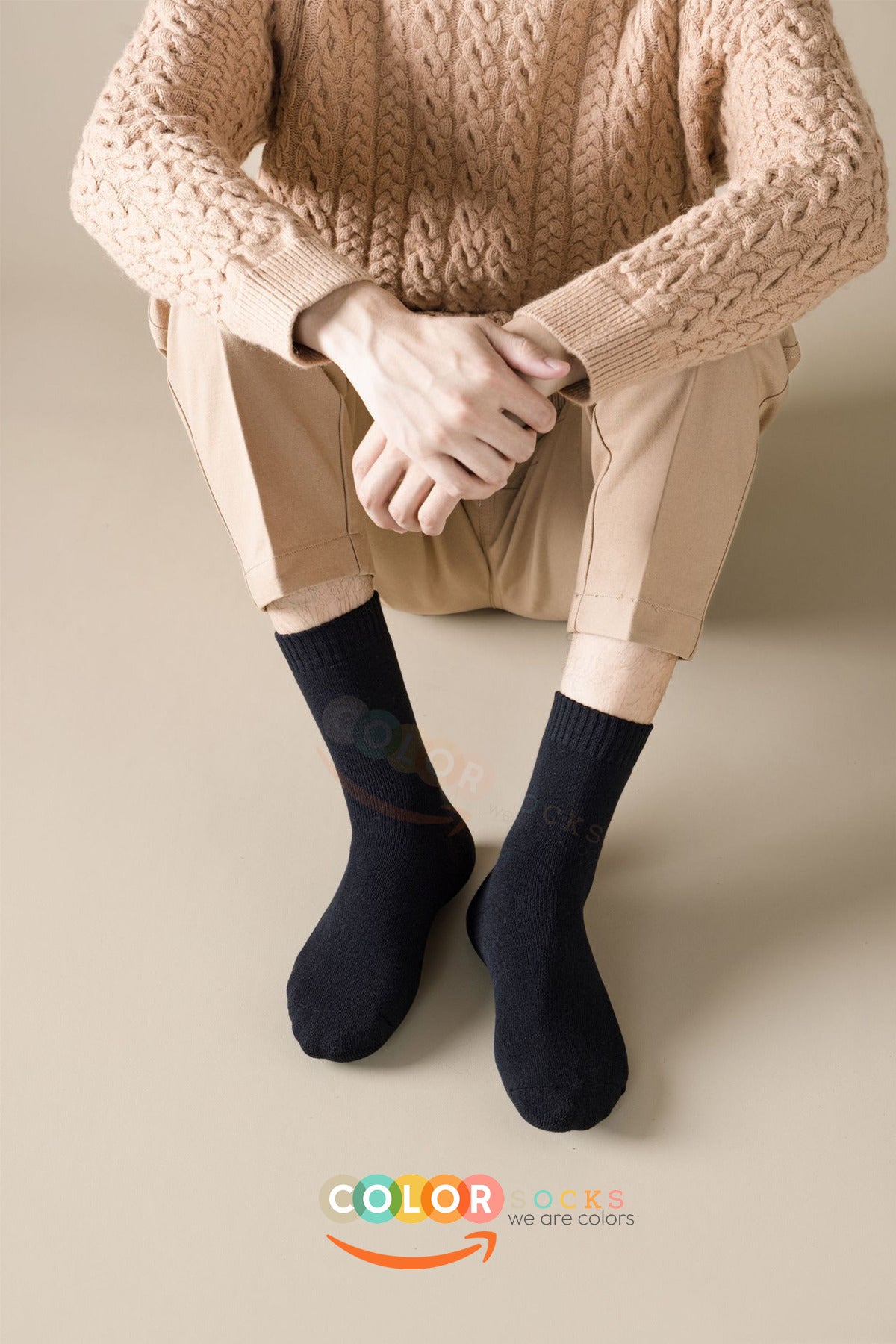 Color Socks 5'li Siyah Renk Erkek Kalın Kışlık Çorap Seti (ISI EMİCİ) Çok Renkli