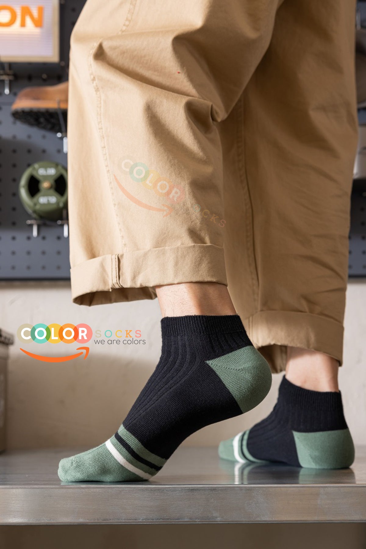 Color Socks 5 Çift Kontrast Çizgili Erkek Patik Çorap (Extra Soft) Çok Renkli