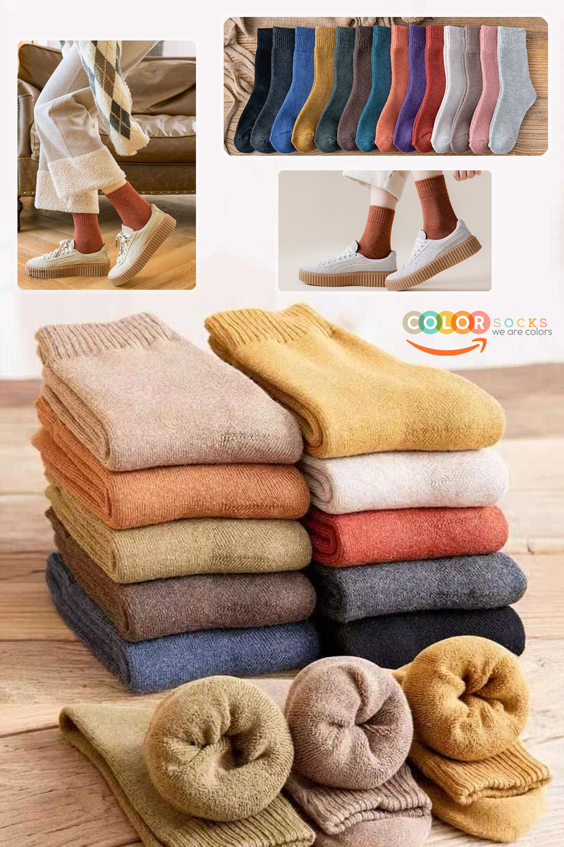 Color Socks 5 Çift İçi Polarlı Kışlık Kalın Kadın Çorap (ISI EMİCİ) Karışık