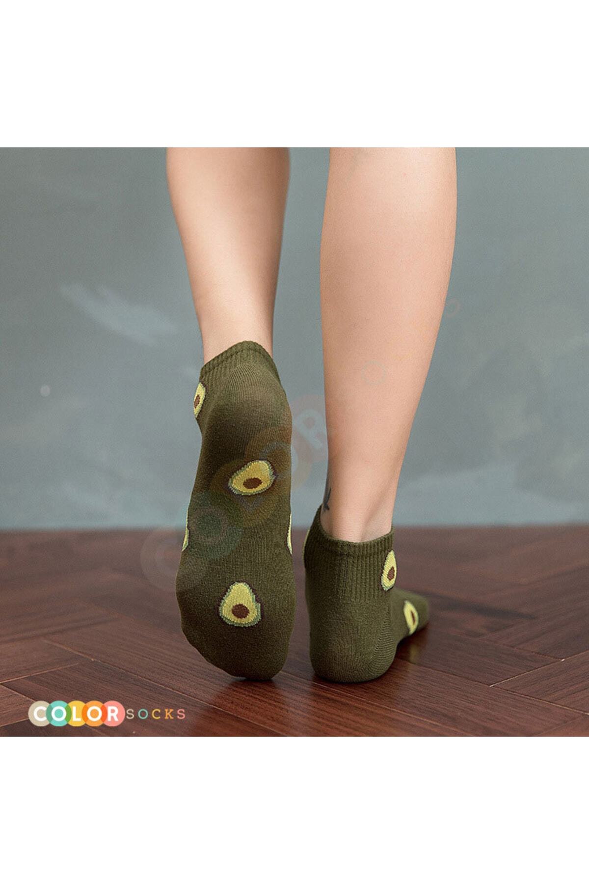 Color Socks 5 Çift Sevimli Avakadolar Kadın Çorap Seti (ANTİBAKTERİYEL) Çok Renkli