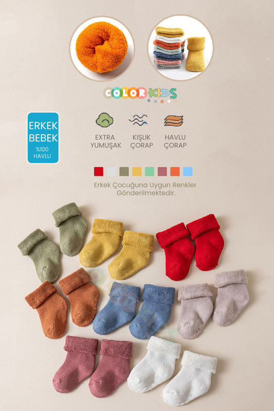 Color Socks 5'li Erkek Bebek Kışlık Havlu Çorap (ISI EMİCİ) Erkek