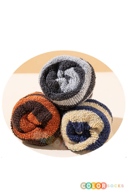 Color Socks 5 Çift Kışlık %100 Yün Çizgili Desenli Unisex Çorap Çok Renkli
