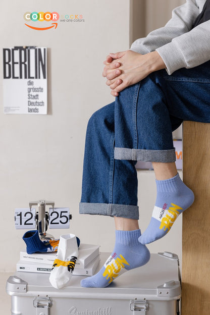 Color Socks 5 Çift Run Sport Erkek Patik Yazlık Çorap (Terletmez) Çok Renkli