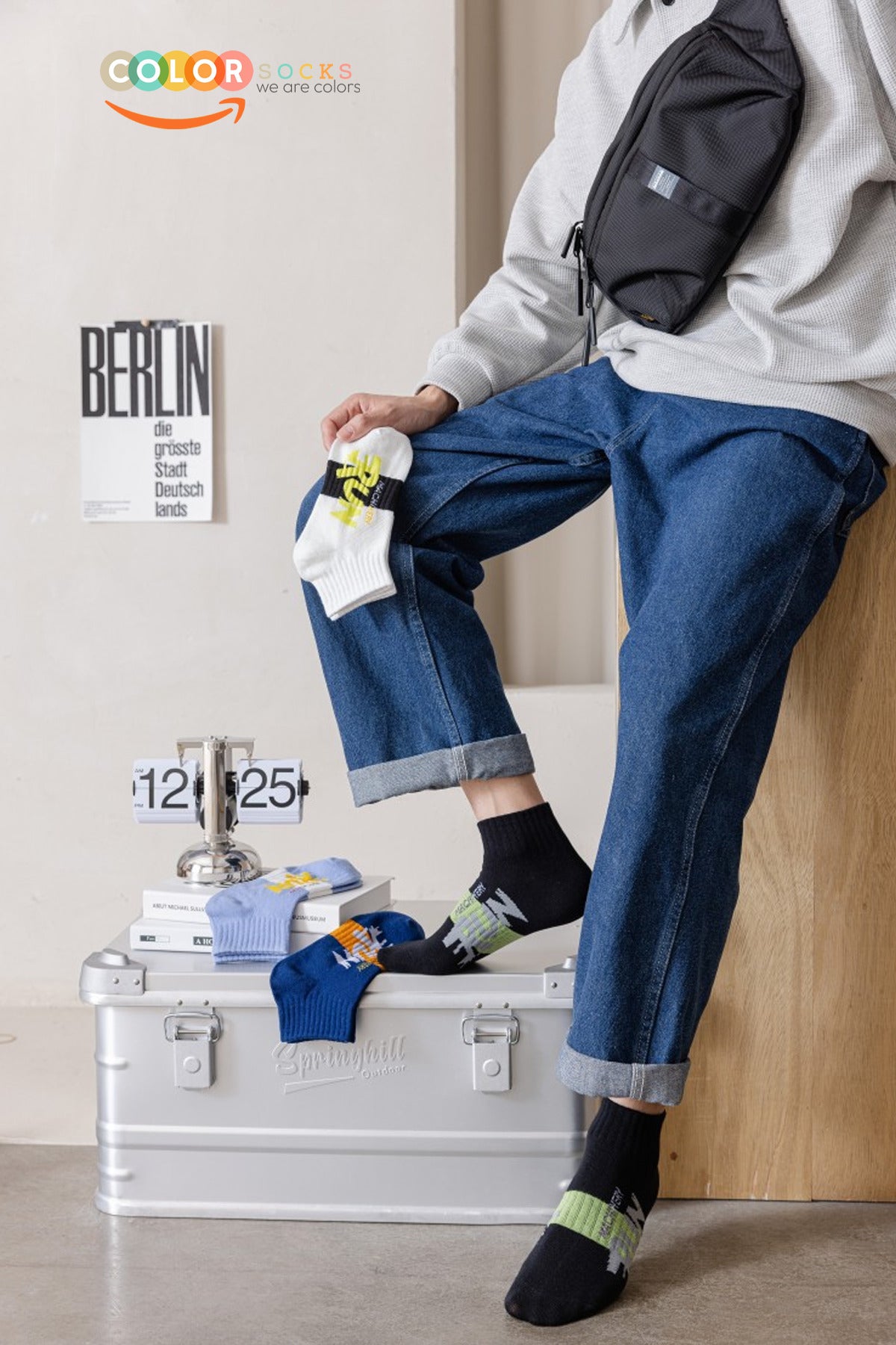 Color Socks 5 Çift Run Sport Erkek Patik Yazlık Çorap (Terletmez) Çok Renkli