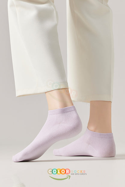 Color Socks 10 Çift Penye Pamuklu Likralı Kadın Patik Çorap Çok Renkli
