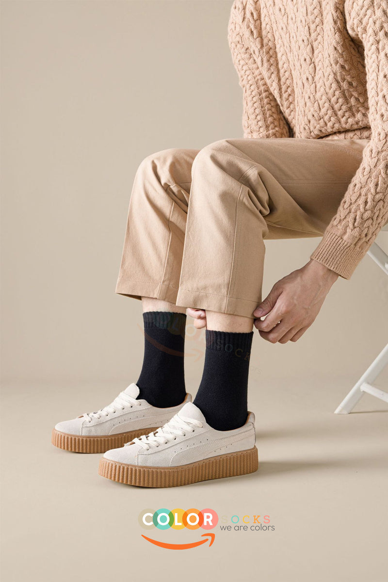 Color Socks 5'li Siyah Renk Erkek Kalın Kışlık Çorap Seti (ISI EMİCİ) Çok Renkli
