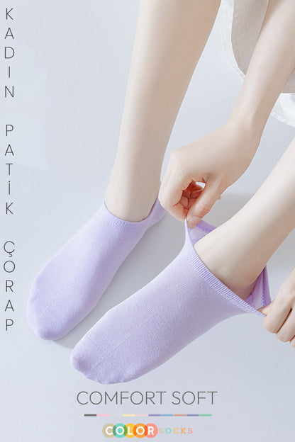 Color Socks 10 Çift Cotton Kadın Patik Çoraplar Seti (Extra Soft) Karışık