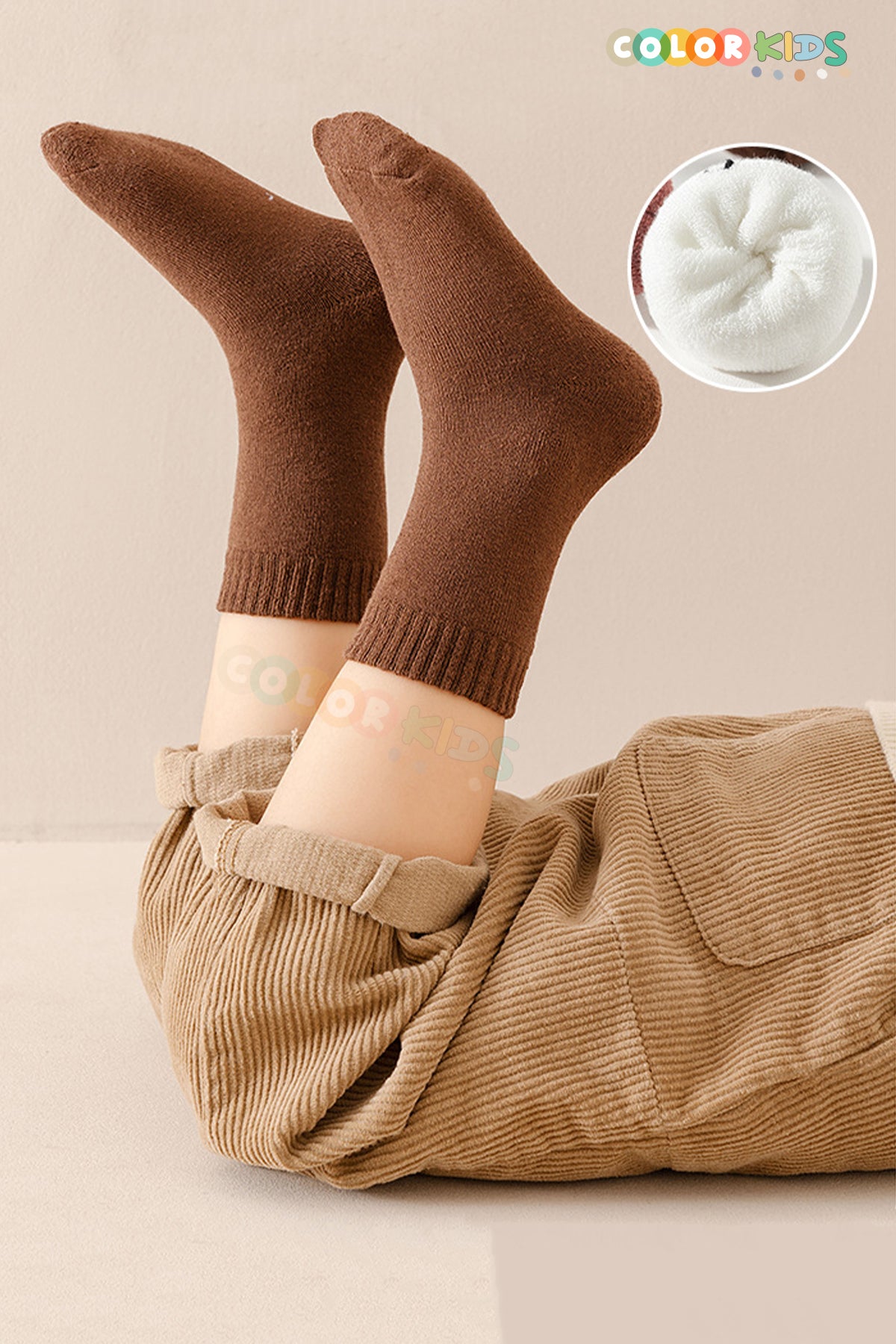 Color Socks 5 Çift Kışlık Erkek Çocuk Havlu Çorap Seti (Isı Emici) Erkek