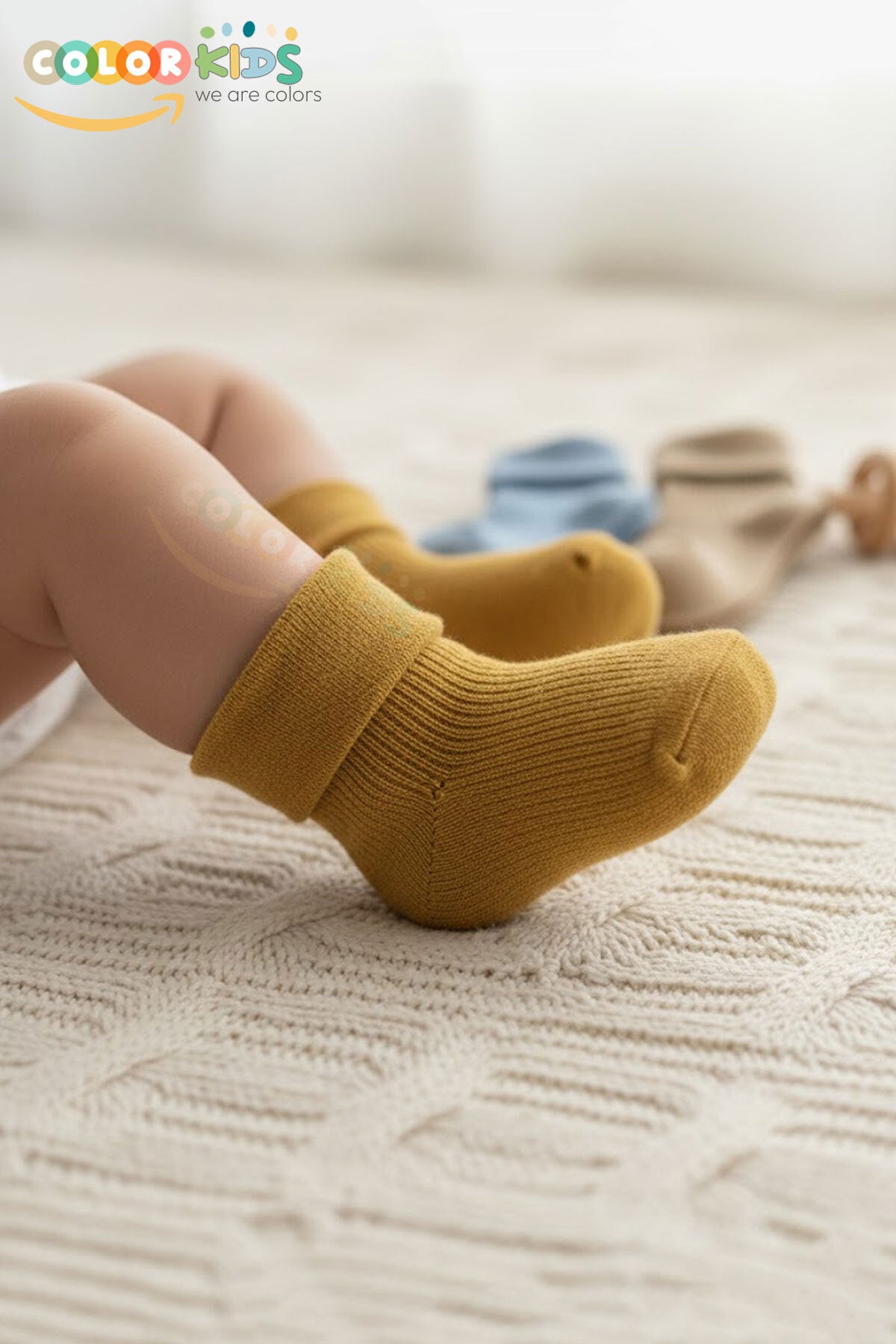 Color Socks 🍼 6 Çift Erkek Bebek Yeni Doğan Organik Kutulu Çorap Çok Renkli