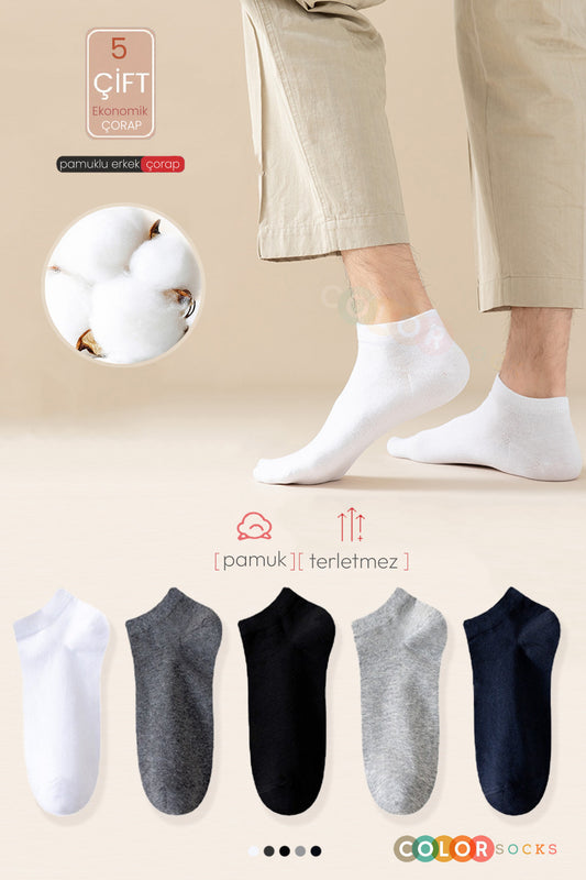 Color Socks 5 Çift Penye Comfort Erkek Patik Çorap Karışık