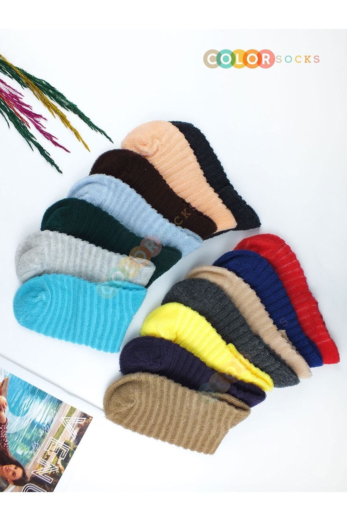 Color Socks 6 Çift Kışlık Kadın Havlu Çorap Seti Çok Renkli