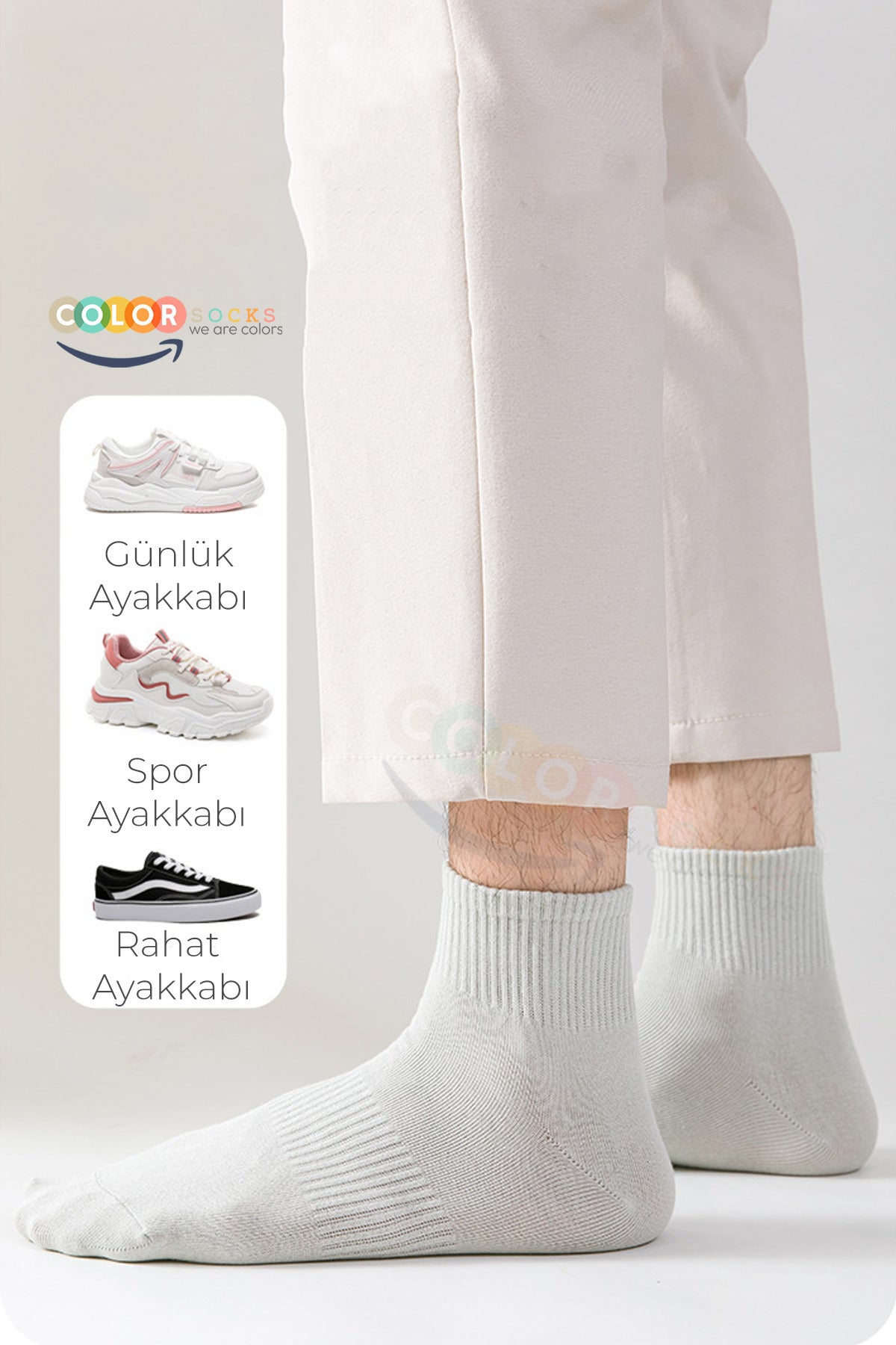 Color Socks 7 Çift Günlük Orta Konç Pamuk Erkek Çorap (TER EMİCİ) Çok Renkli