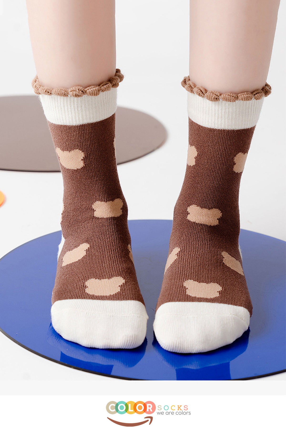 Color Socks 5 Çift Bear Desenli Kız Çocuk Çorap Seti (Extra Soft) Çok Renkli