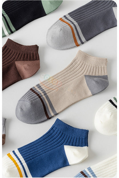 Color Socks 5 Çift Kontrast Çizgili Erkek Patik Çorap (Extra Soft) Çok Renkli