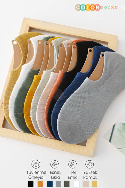 Color Socks 7 Çift Erkek Sneakers Yazlık Spor Çorap Seti (NEFES ALABİLEN) Çok Renkli