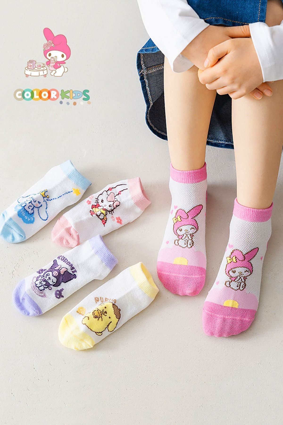 Color Socks 5 Çift Kız Çocuk Çizgi Karakterli Çorap Seti (EXTRA COMFORT) Karışık