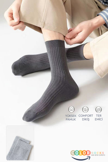 Color Socks 5 Çift Erkek Çorap Basic Fitilli Pamuk Soket (YAZLIK ÇORAP) Çok Renkli