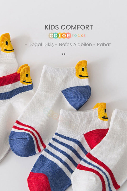 Color Socks 5'li Smile Desenli Çocuk Çorap Seti (OKULA DÖNÜŞ) Çok Renkli