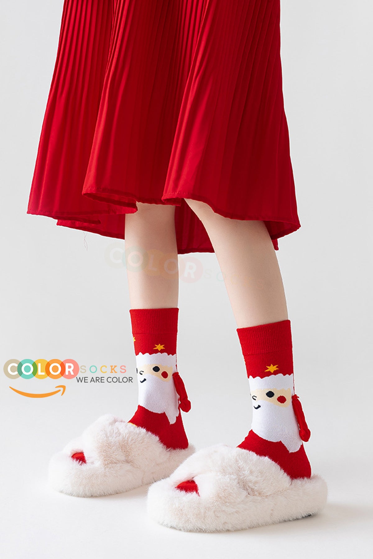 Color Socks 2 Çift Yılbaşı Unisex El Ele Tutuşan Özel Konsept Çorap Seti (Topuksuz) Karışık