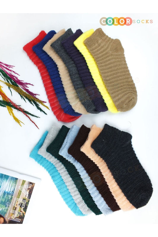 Color Socks 6 Çift Kışlık Kadın Havlu Çorap Seti Çok Renkli