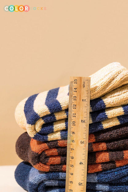 Color Socks 5 Çift Kışlık %100 Yün Çizgili Desenli Unisex Çorap Çok Renkli