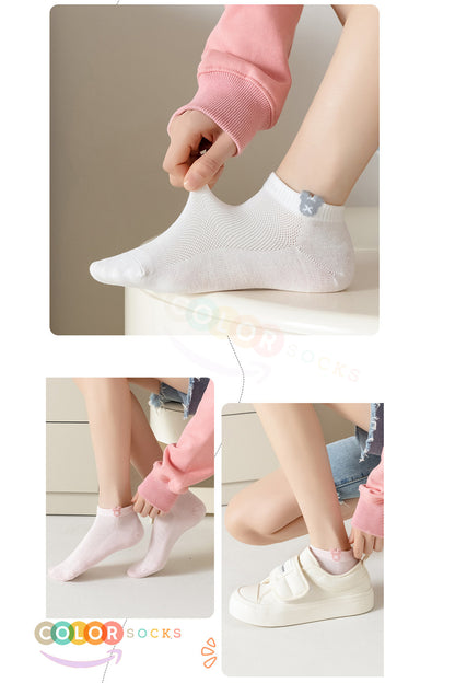 Color Socks 5'li Japon Kore Tarzı Kadın Kısa Patik Yazlık Çorap Çok Renkli