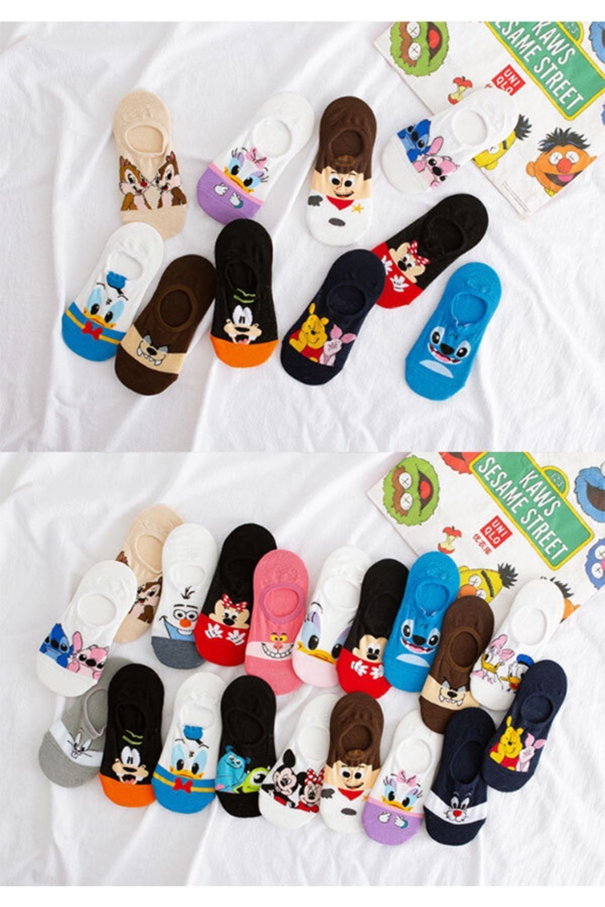Color Socks 10 Çift Eğlenceli Sevimli Karakter Kadın Çorap (EXTRA SOFT) Çok Renkli