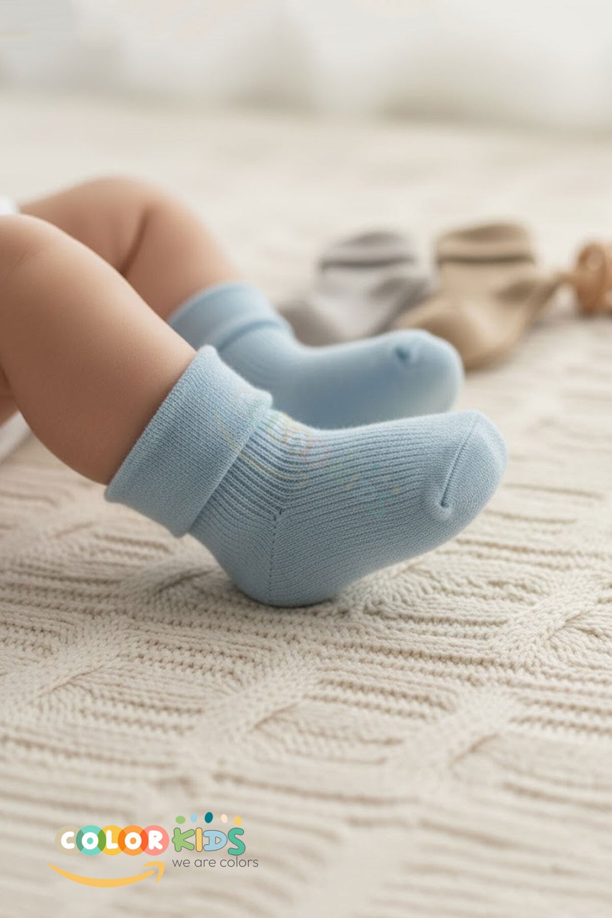 Color Socks 🍼 6 Çift Erkek Bebek Yeni Doğan Organik Kutulu Çorap Çok Renkli