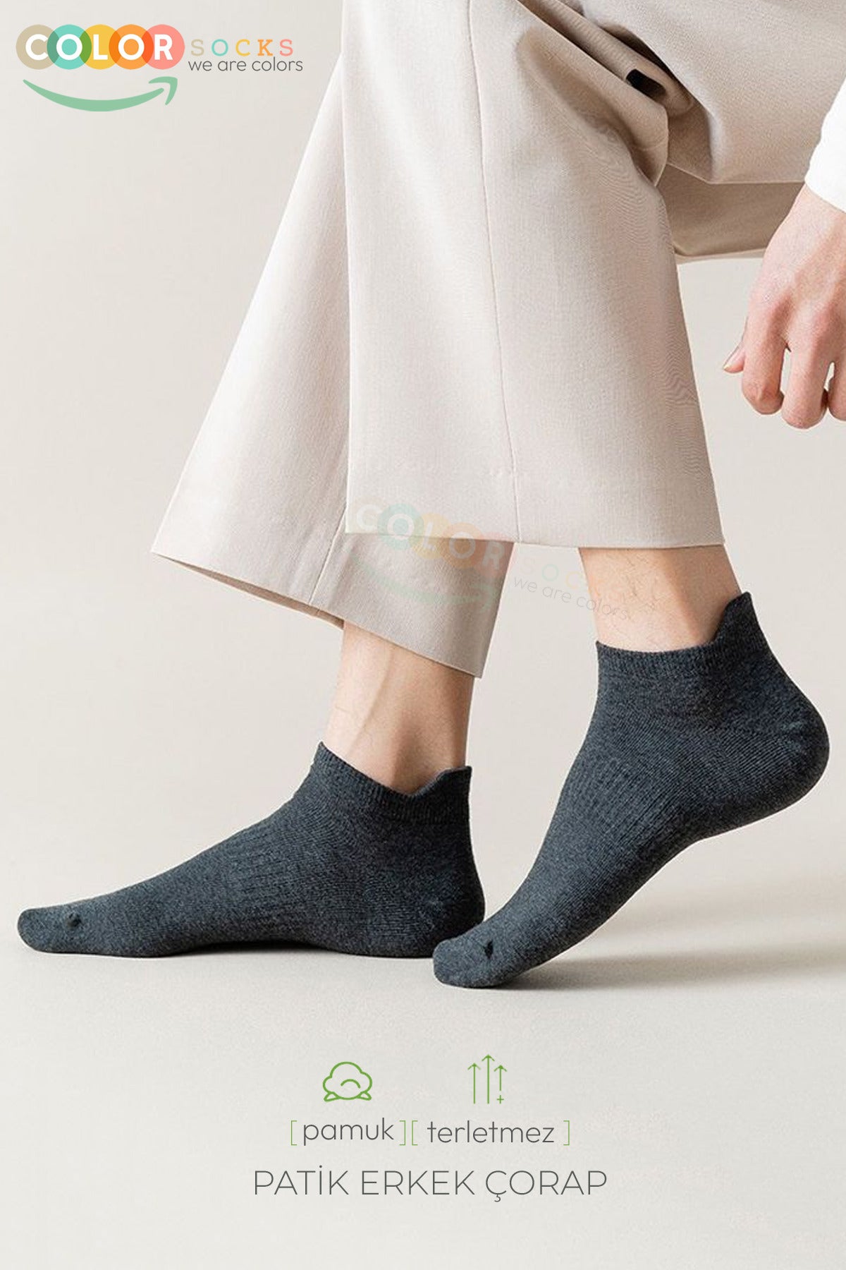 Color Socks 7 Çift Günlük Erkek Patik Çorap Seti (KAYDIRMAZ LASTİK) Çok Renkli