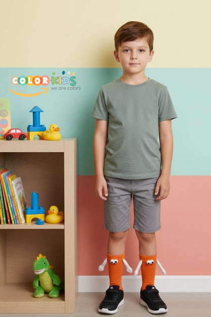 Color Socks Turuncu Çocuk Mıknatıslı El Ele Tutuşan Çorap Turuncu