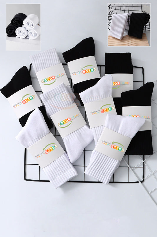 Color Socks 6 Çift Siyah Beyaz Soket Spor Pamuklu Çorap Seti Çok Renkli