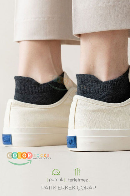 Color Socks 7 Çift Günlük Erkek Patik Çorap Seti (KAYDIRMAZ LASTİK) Çok Renkli
