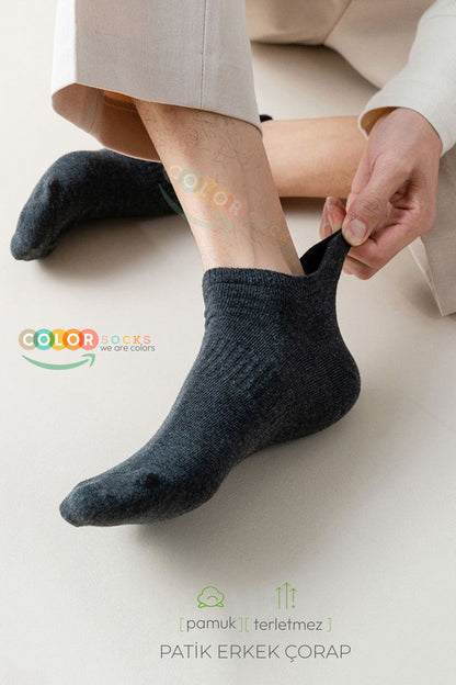 Color Socks 7 Çift Günlük Erkek Patik Çorap Seti (KAYDIRMAZ LASTİK) Çok Renkli