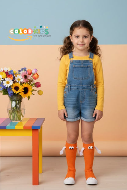 Color Socks Turuncu Çocuk Mıknatıslı El Ele Tutuşan Çorap Turuncu