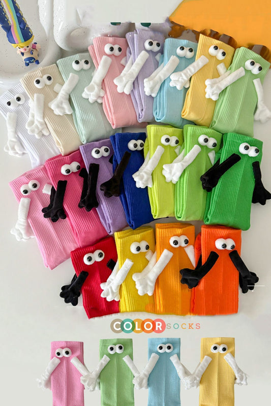 Color Socks 1 Çift El Ele Tutuşan Gözlü Mıknatıslı Çorap Seti (UNİSEX) Karışık