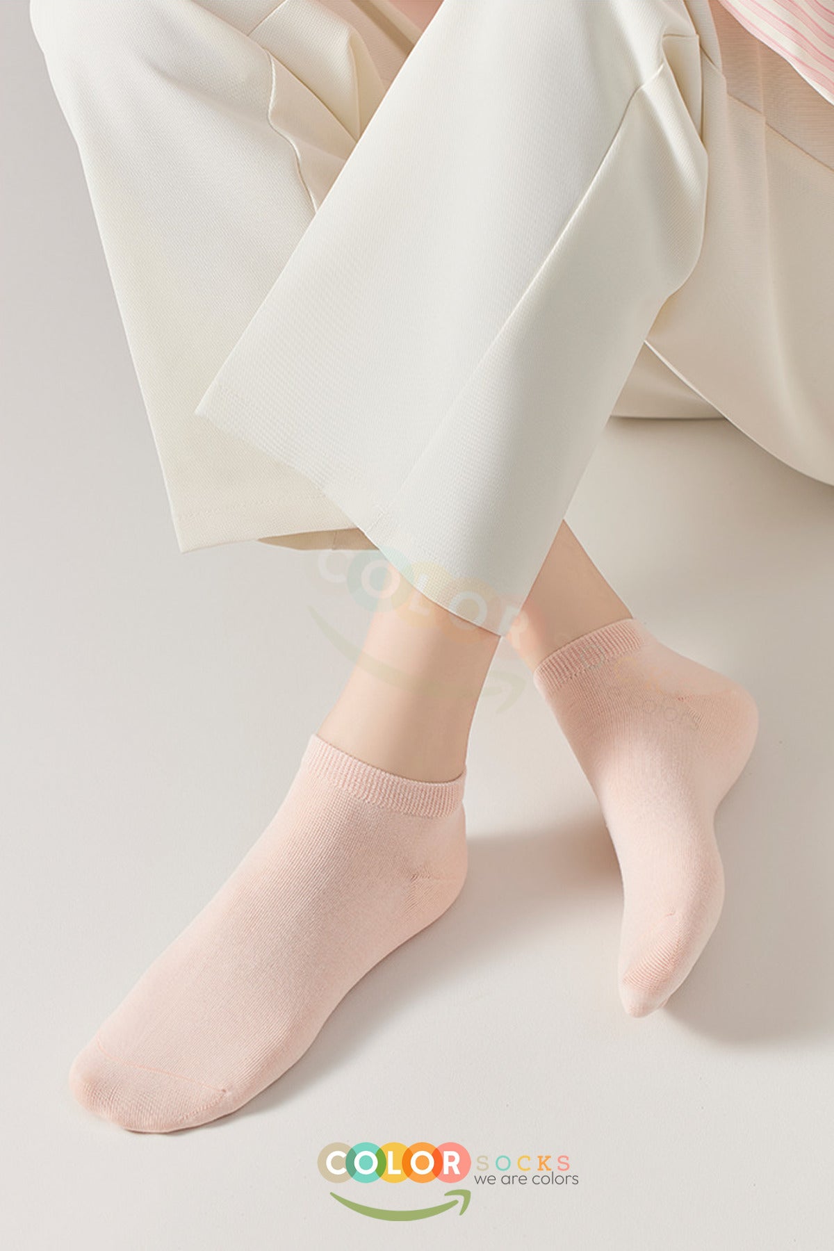 Color Socks 10 Çift Penye Pamuklu Likralı Kadın Patik Çorap Çok Renkli