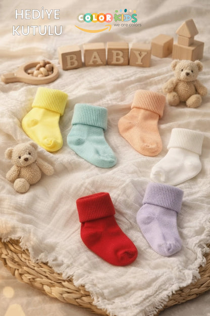 Color Socks 🍼 6 Çift Kutulu Organik Bebek Çorap Seti (Soft Touch) Çok Renkli