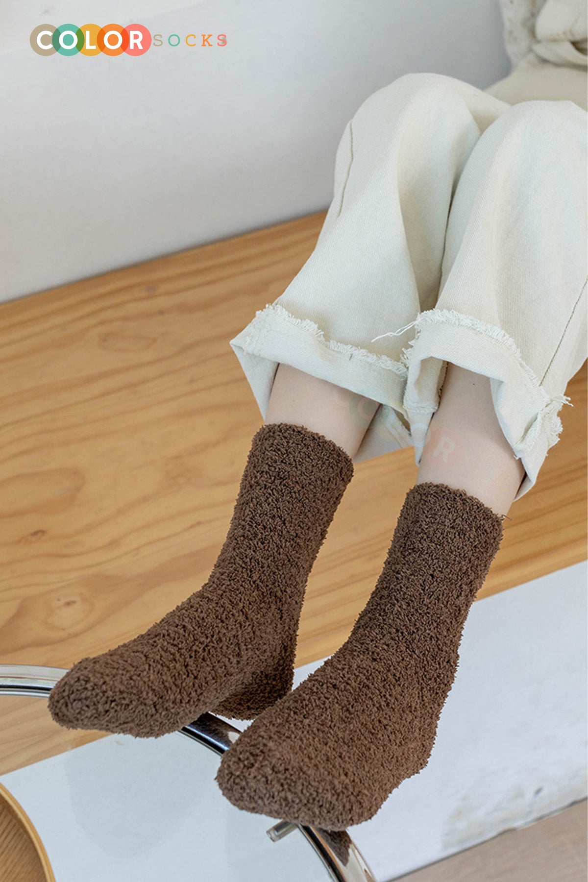 Color Socks 5 Çift Sonbahar ve Kışlık Kadın Havlu Çorap Seti (Extra Yumuşak) Karışık