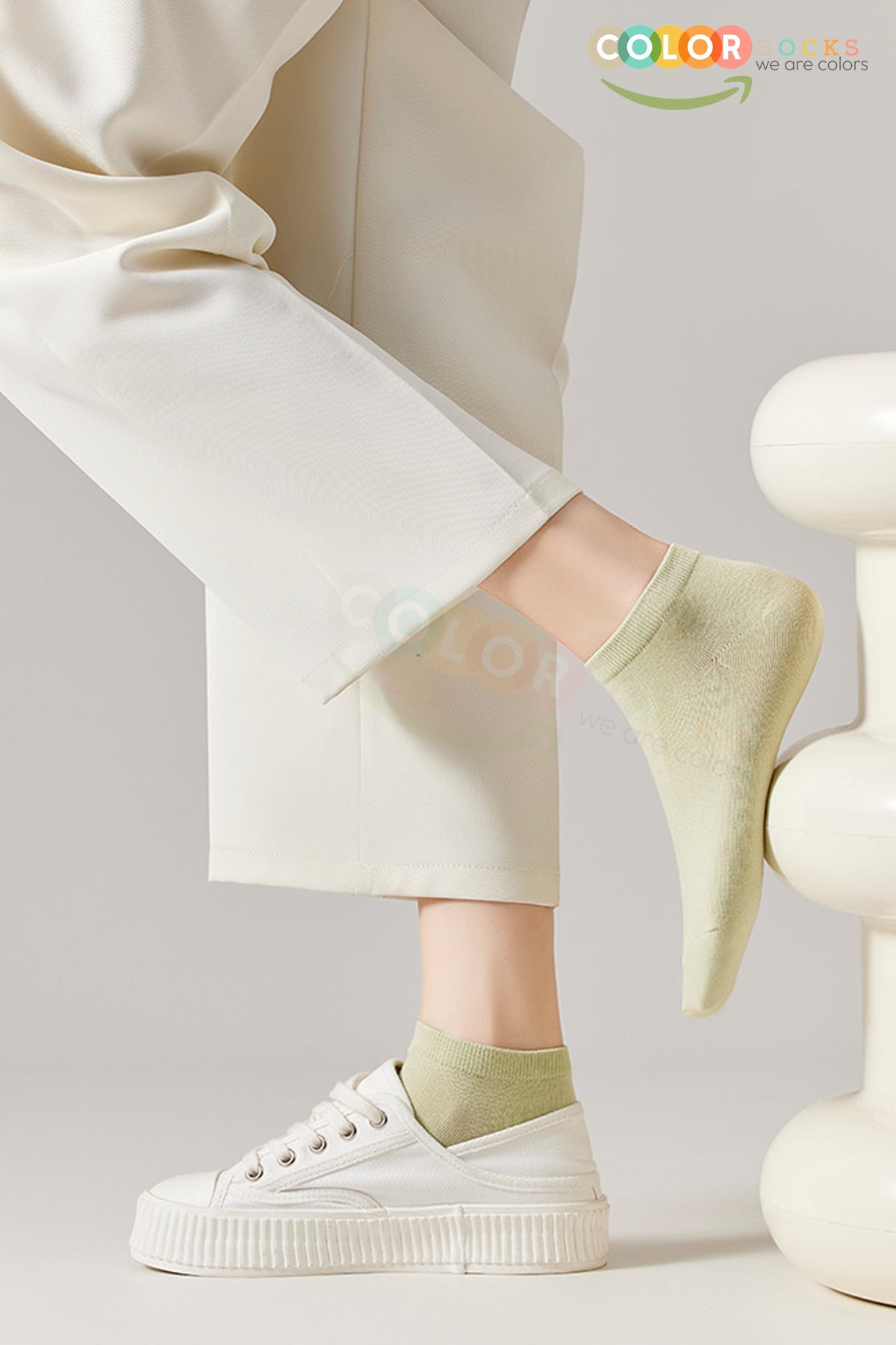 Color Socks 10 Çift Penye Pamuklu Likralı Kadın Patik Çorap Çok Renkli