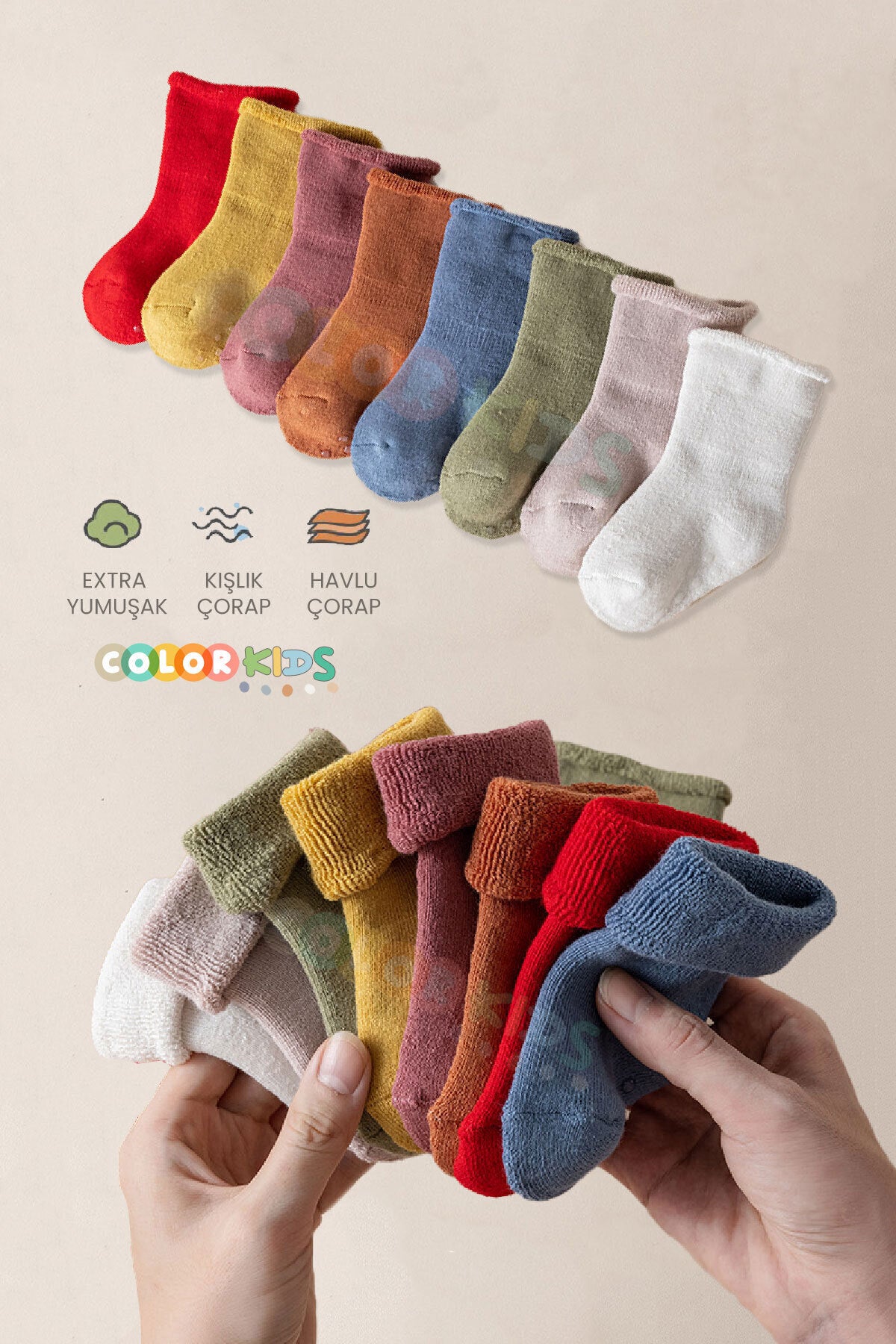 Color Socks 5'li Erkek Bebek Kışlık Havlu Çorap (ISI EMİCİ) Erkek