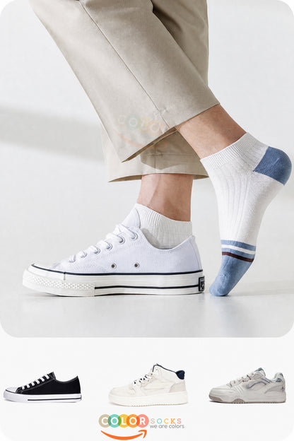 Color Socks 5 Çift Kontrast Çizgili Erkek Patik Çorap (Extra Soft) Çok Renkli