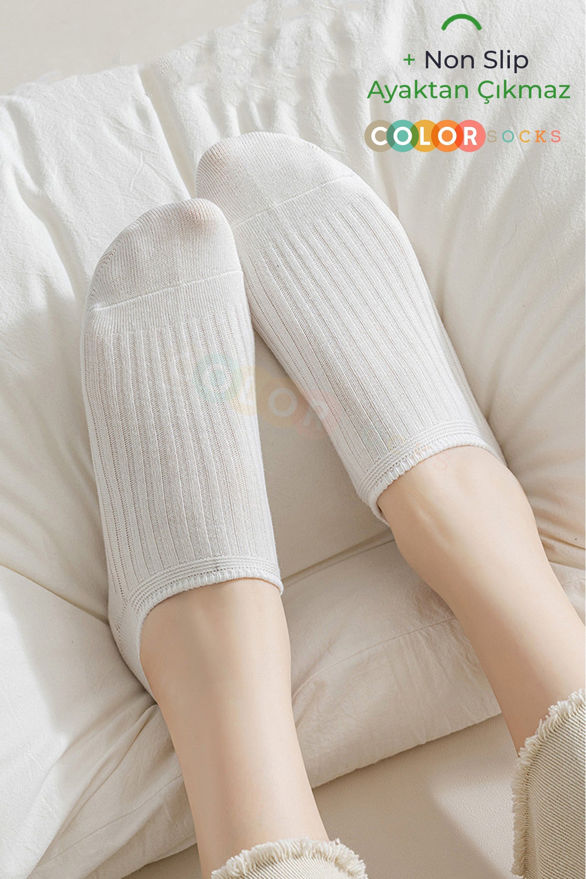 Color Socks 7'li Kadın Derbili Çorap Seti (+Non Slip) Karışık