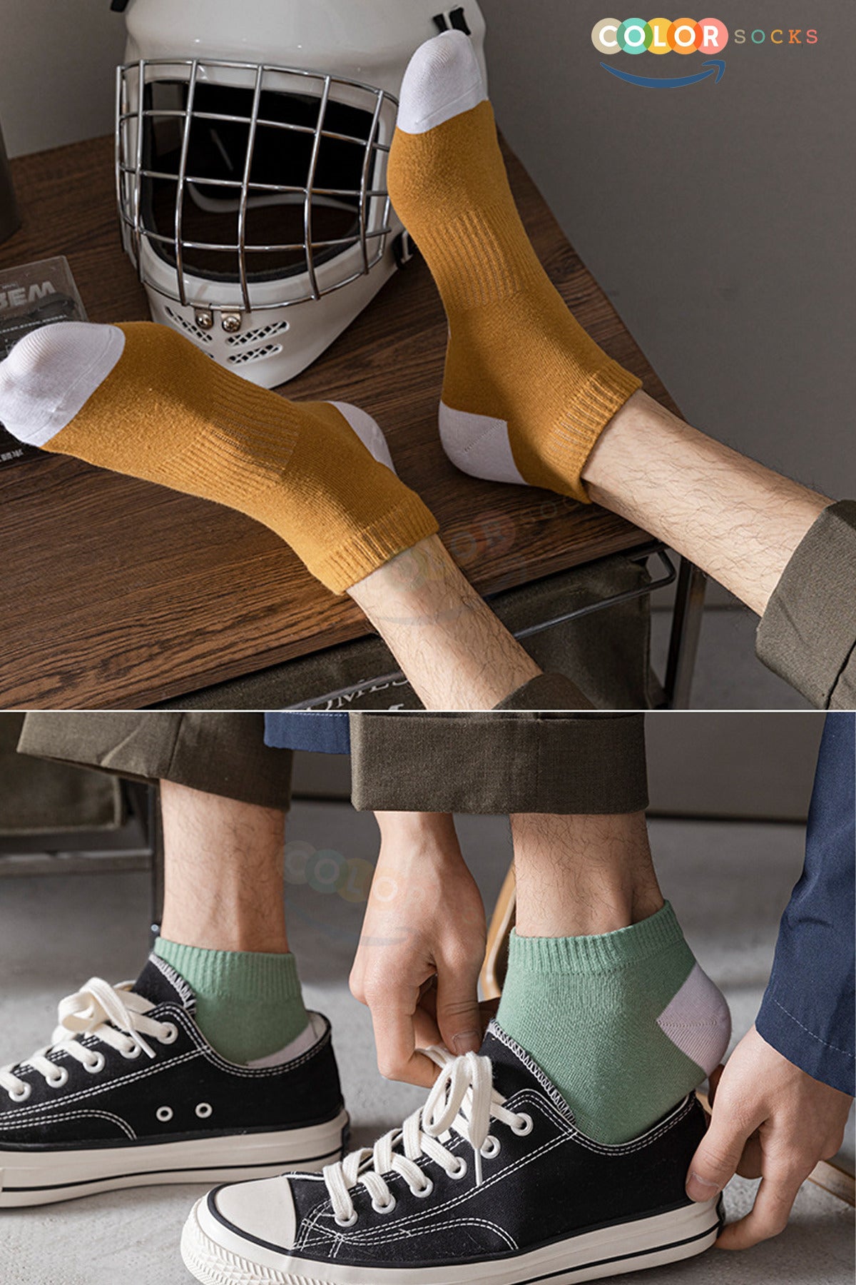 Color Socks 8 Çift Yazlık Erkek Sport Erkek Çorap (NEFES ALABİLEN) Çok Renkli