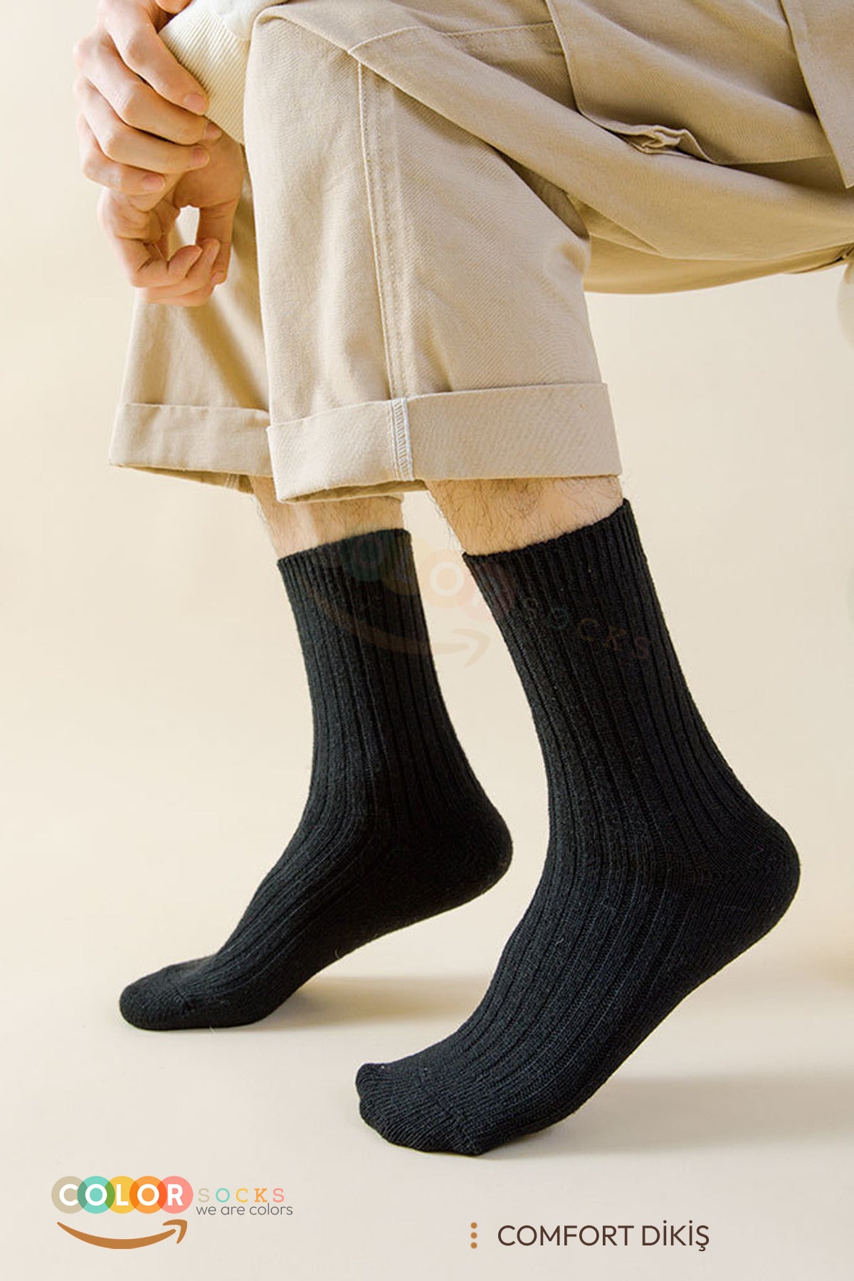 Color Socks 5 Çift Erkek Orjinal Yün Soft Touch Lambswool Çorap Çok Renkli