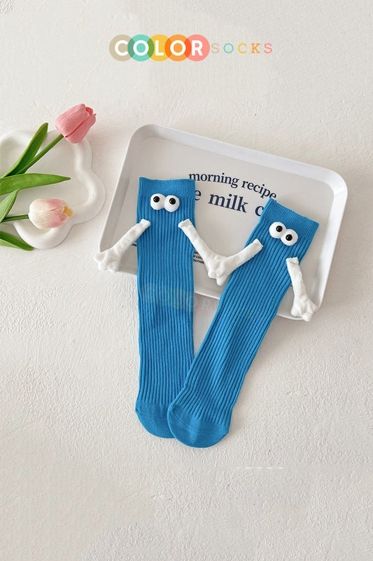 Color Socks 1 Çift Mavi El Ele Tutuşan Gözlü Mıknatıslı Çorap Seti (UNİSEX) Mavi