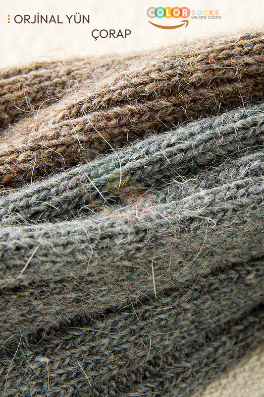 Color Socks 5 Çift Erkek Orjinal Yün Soft Touch Lambswool Çorap Çok Renkli
