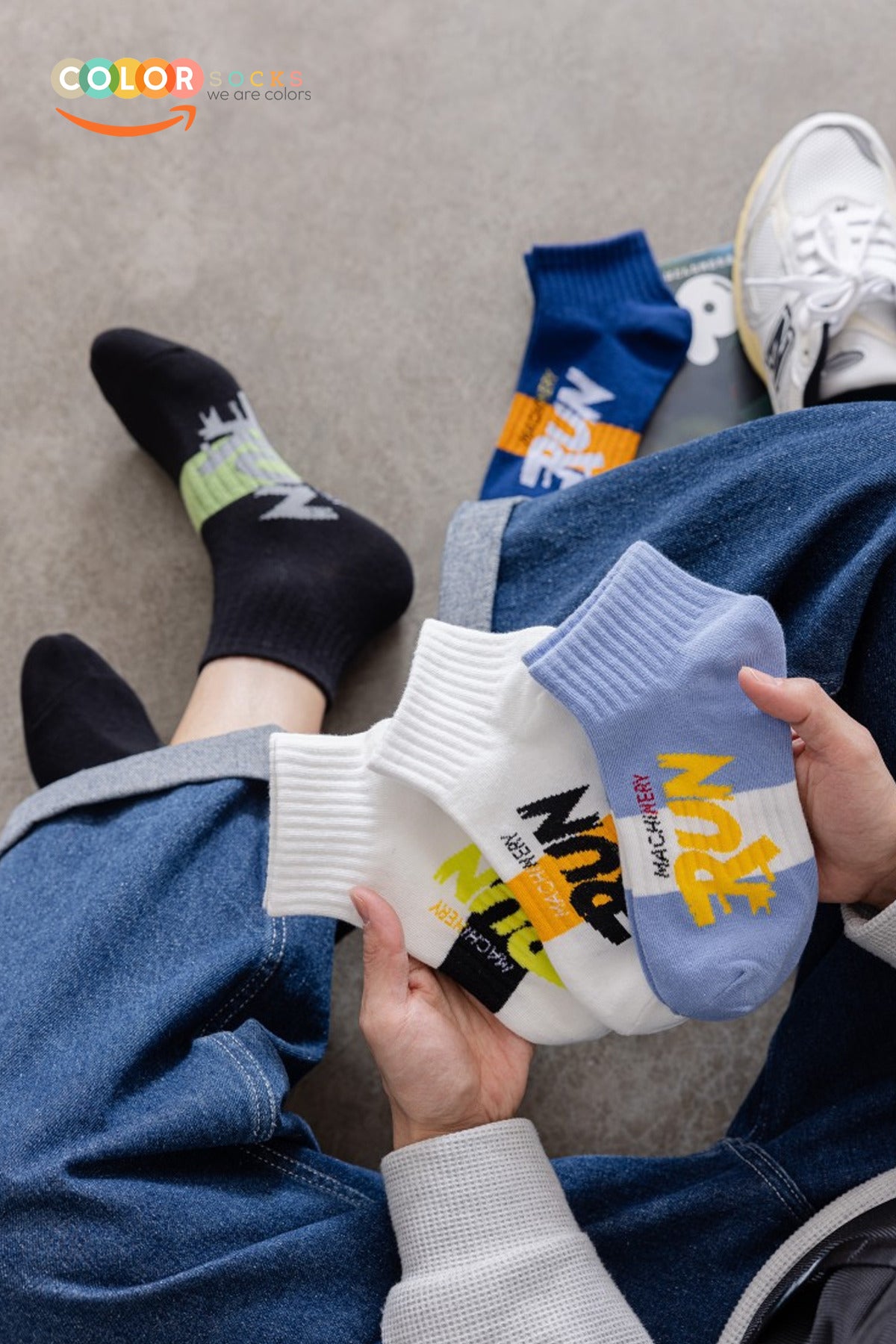 Color Socks 5 Çift Run Sport Erkek Patik Yazlık Çorap (Terletmez) Çok Renkli