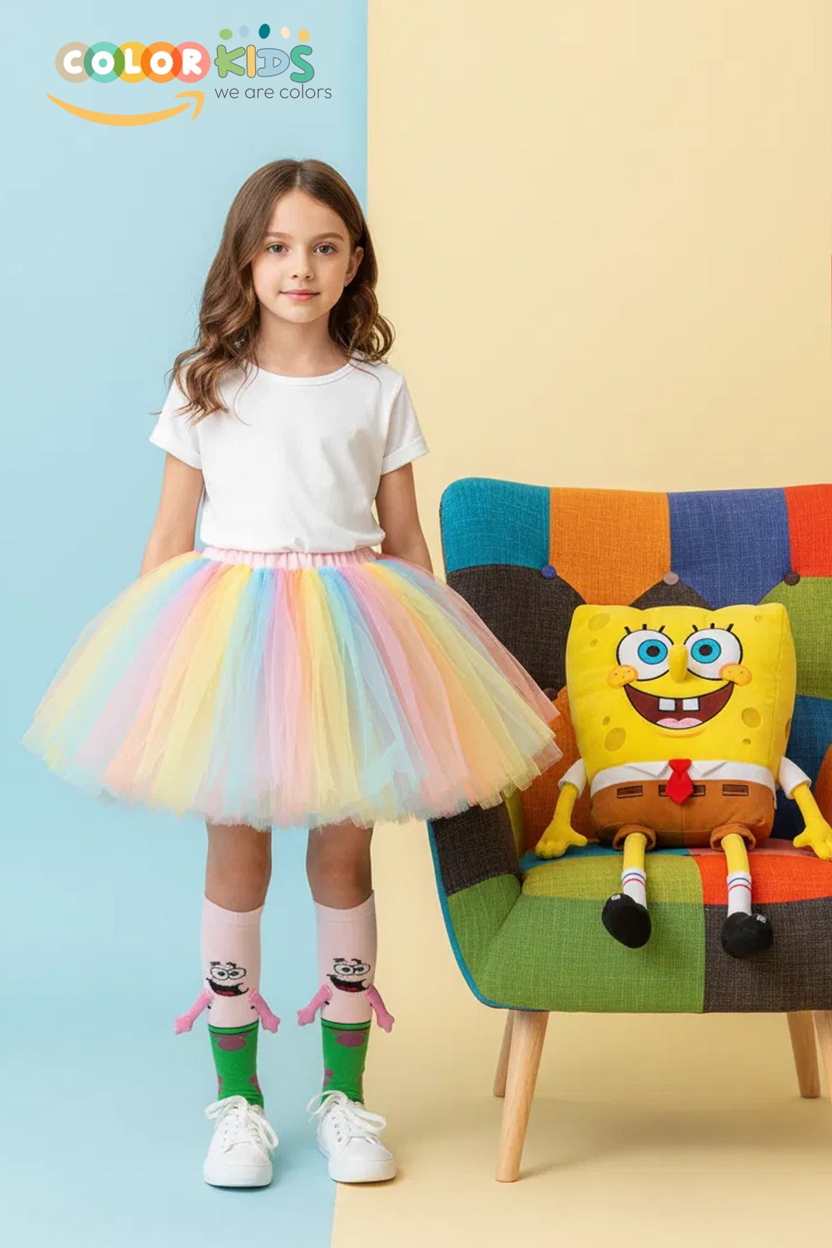 Color Socks 1 Çift Patrick Pembe Sevimli Kahramanlar Ele Tutuşan Çorap (Topuksuz) Pembe